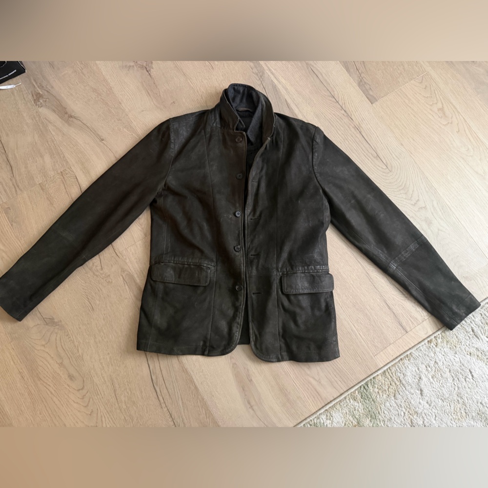 All Saints Men’s Dark Leather Jacket